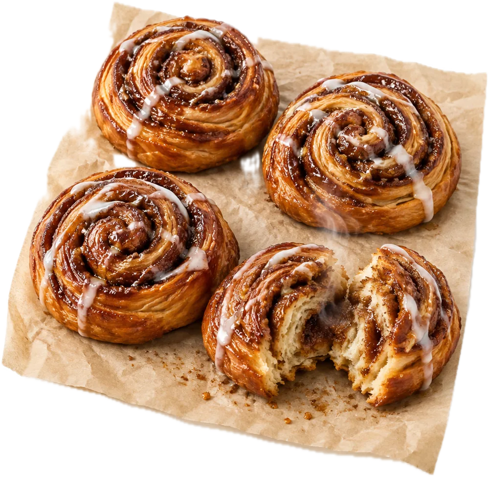 Kanelsnegle med glasur